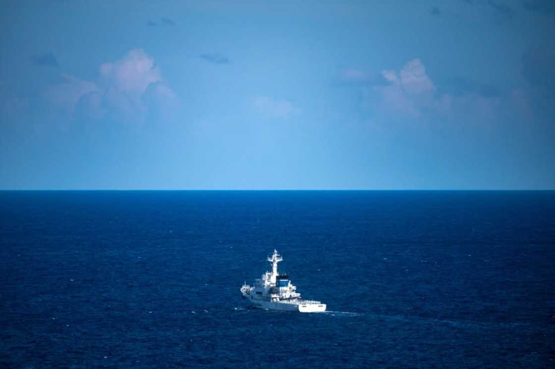 A Japan Coast Guard vessel patrols the waters off Yonaguni in August 2022