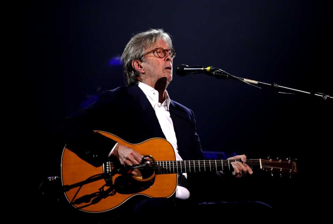 Eric Clapton on stage during The Fashion Awards 2019 held at Royal Albert Hall on 2 December 2019 in London. Eric Clapton on stage during The Fashion Awards 2019 held at Royal Albert Hall on 2 December 2019 in London.