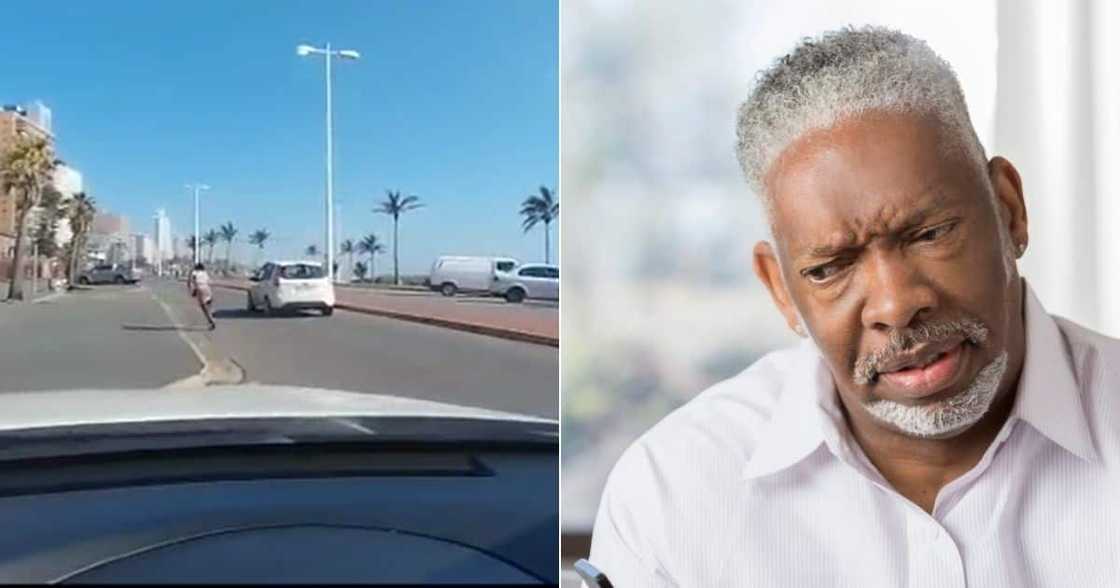 A woman trying to get run over A woman trying to get run over