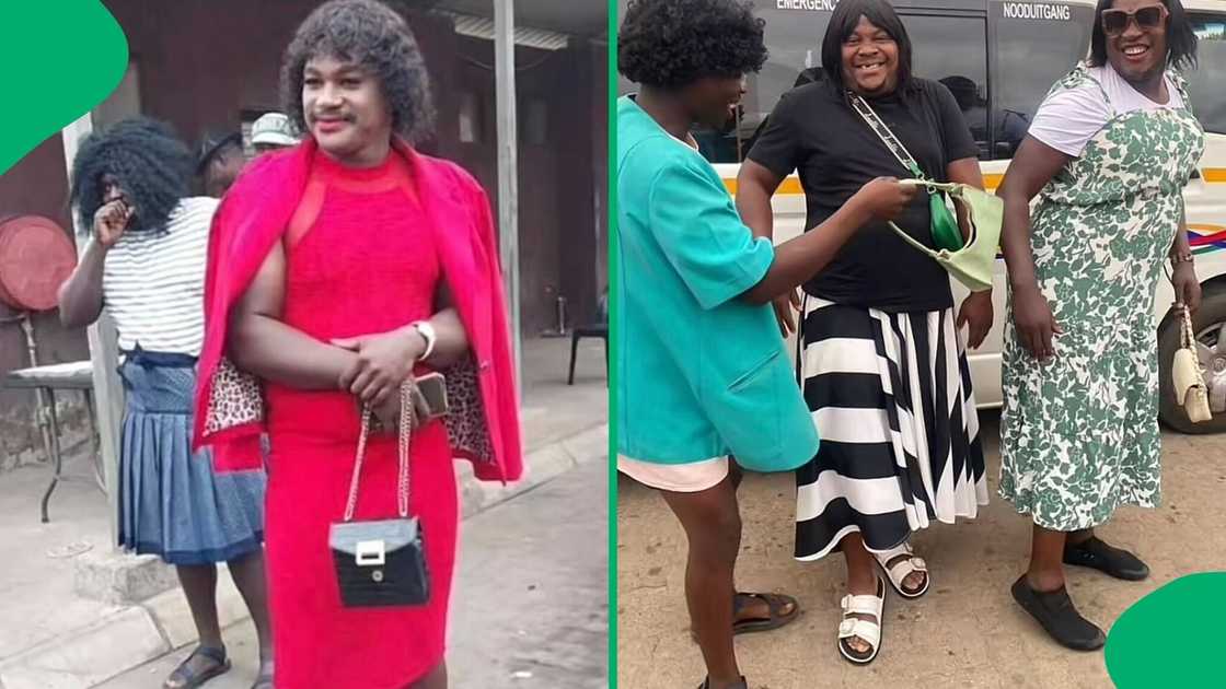 A TikTok video shows taxi drivers dressed up as ladies to end Women's Month.