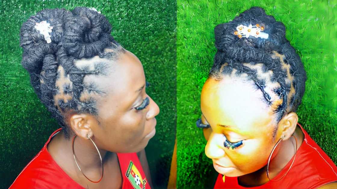 Stylish up-do black dreadlocks Stylish up-do black dreadlocks