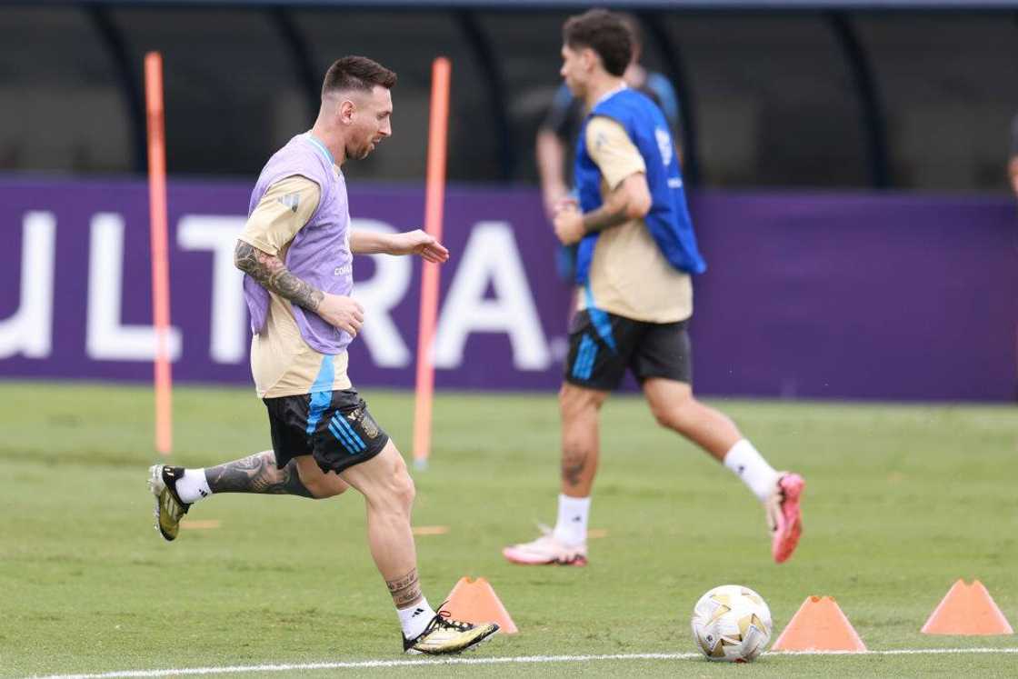 Lionel Messi training ahead of the Copa America final Lionel Messi training ahead of the Copa America final