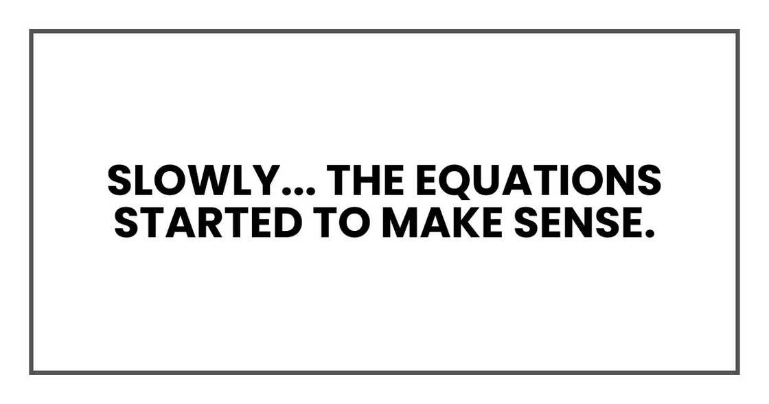 Slowly, without me even noticing when it happened, the equations started to make sense.