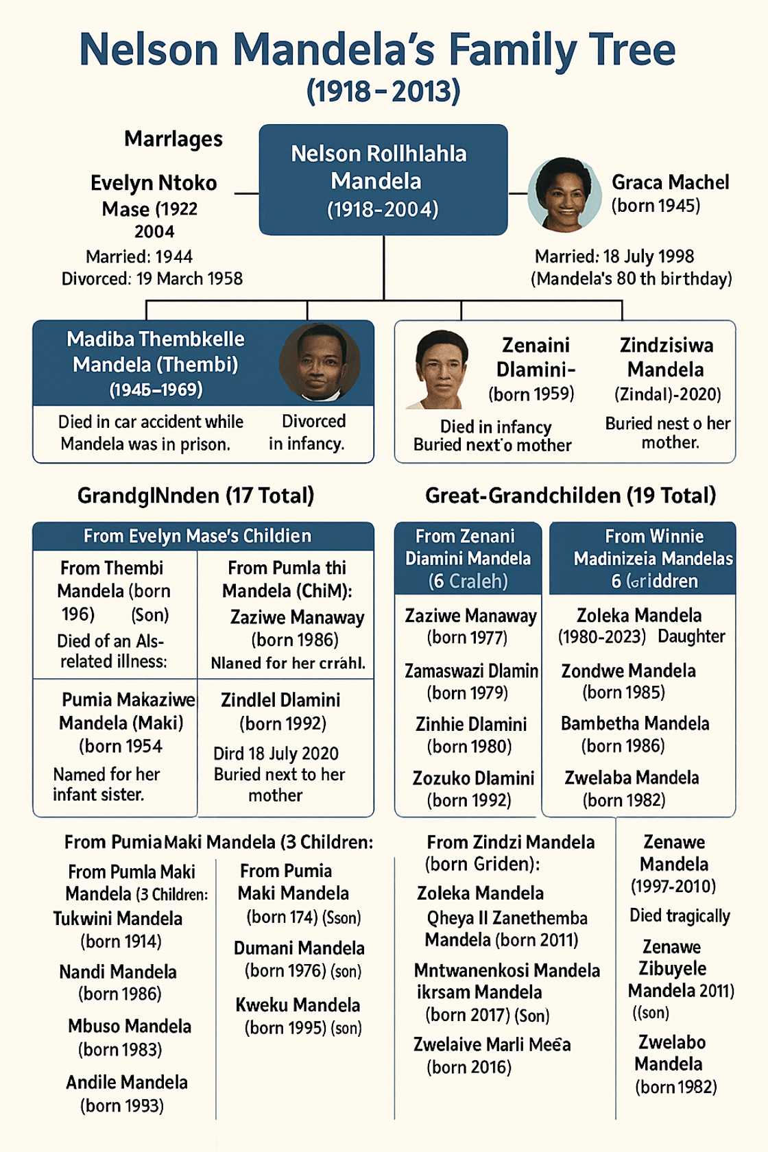 An image of Mandela's family tree. An image of Mandela's family tree.