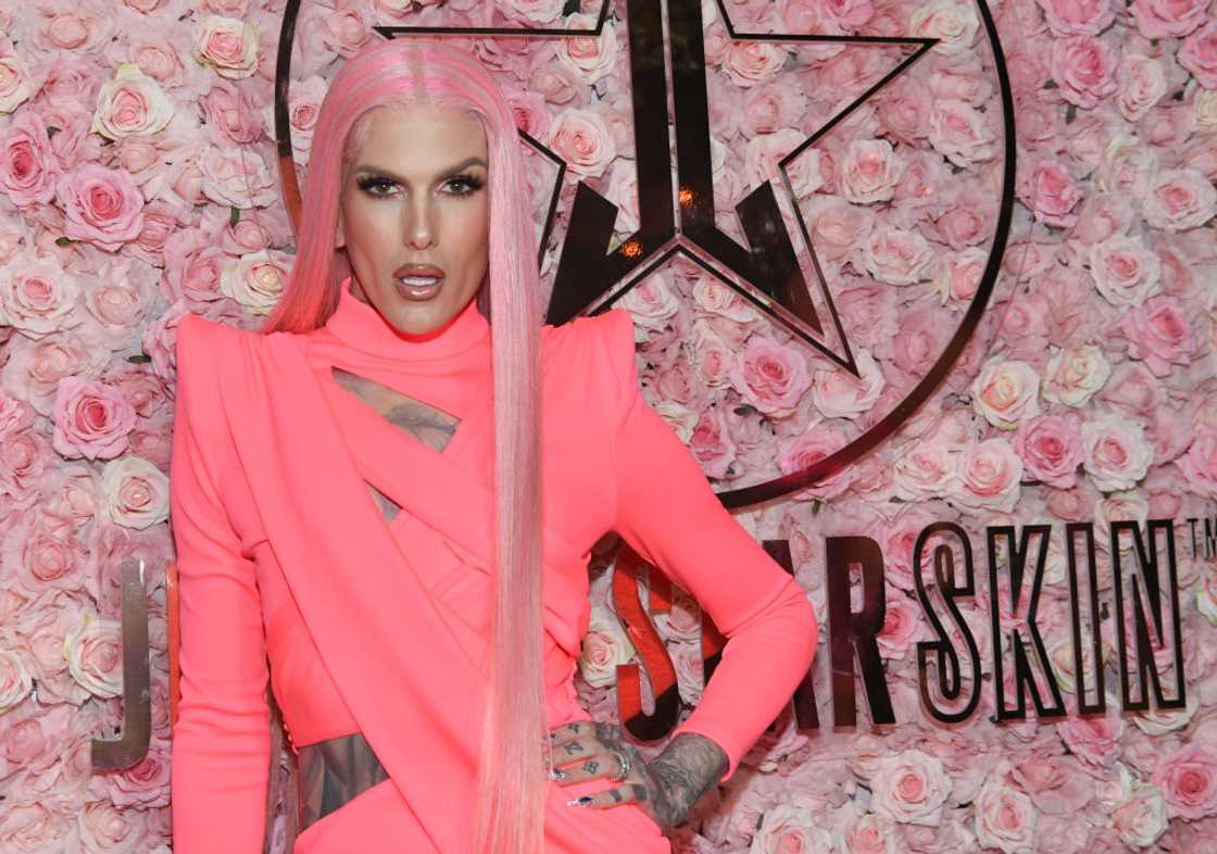 Jeffree Star posing at his product launch Jeffree Star posing at his product launch