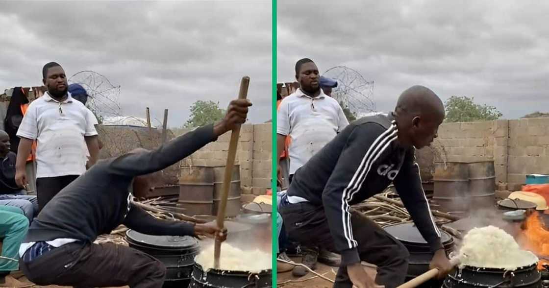 TikTok video shows man cooking pap over fire TikTok video shows man cooking pap over fire