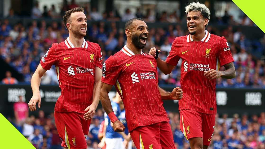 Mohamed Salah reacts to Liverpool's win over Ipswich Town. Mohamed Salah reacts to Liverpool's win over Ipswich Town.