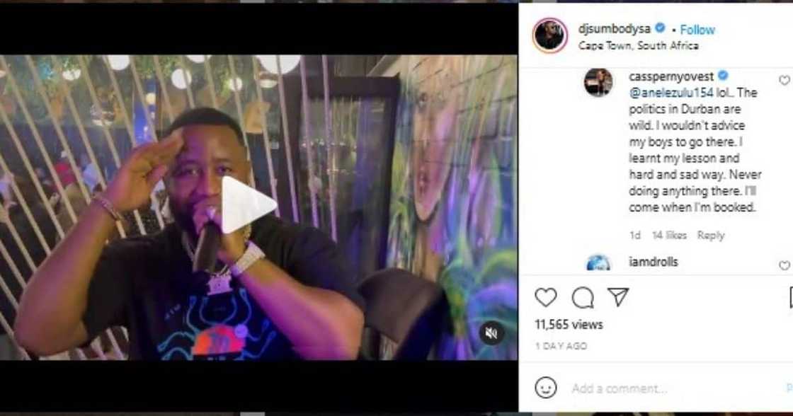 Politics: Cassper Nyovest Vows to 'Never' Do Business in Durban Again Politics: Cassper Nyovest Vows to 'Never' Do Business in Durban Again