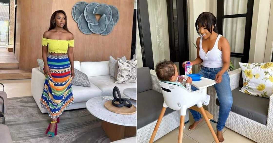 Pearl Modiadie, shows off, little man, lux outfit Pearl Modiadie, shows off, little man, lux outfit