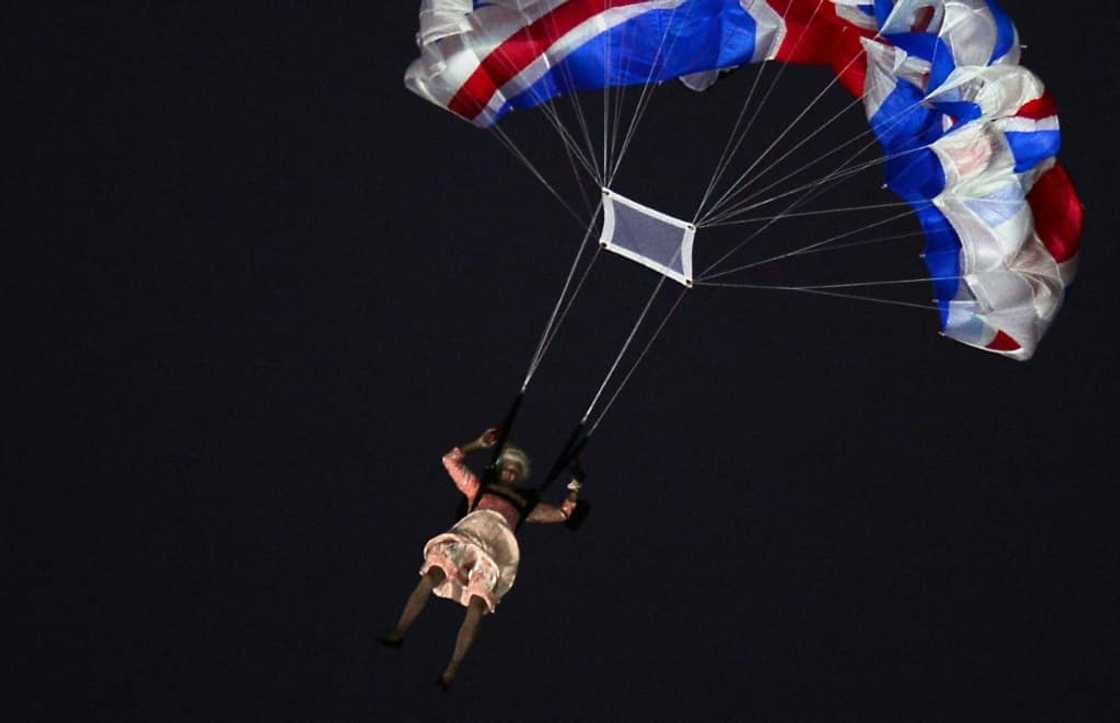 Royal entrance: an actor playing the queen drops in on the 2012 London Olympics opening ceremony