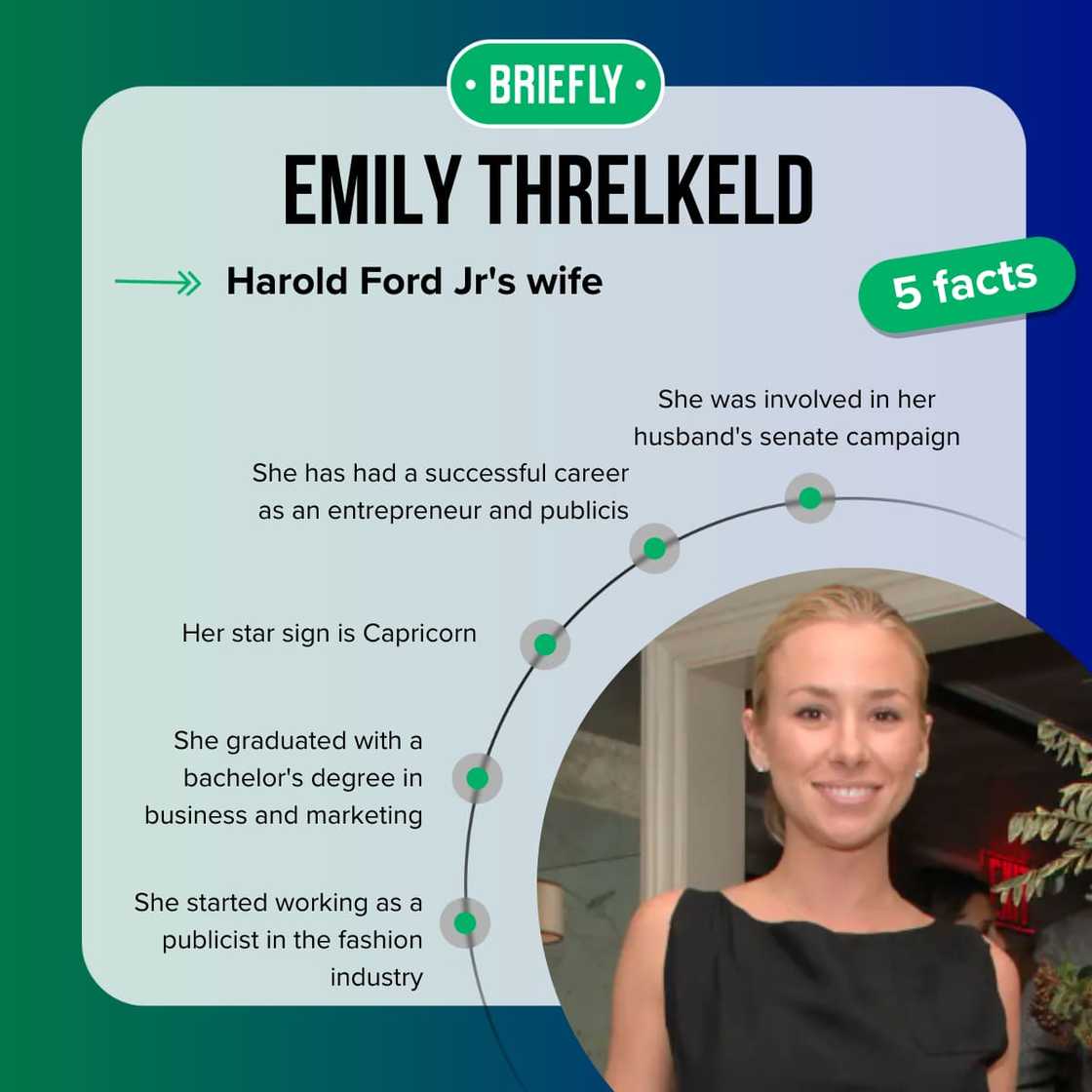 Get to know Emily Threlkeld, Harold Ford Jr's first and only wife Briefly.co.za