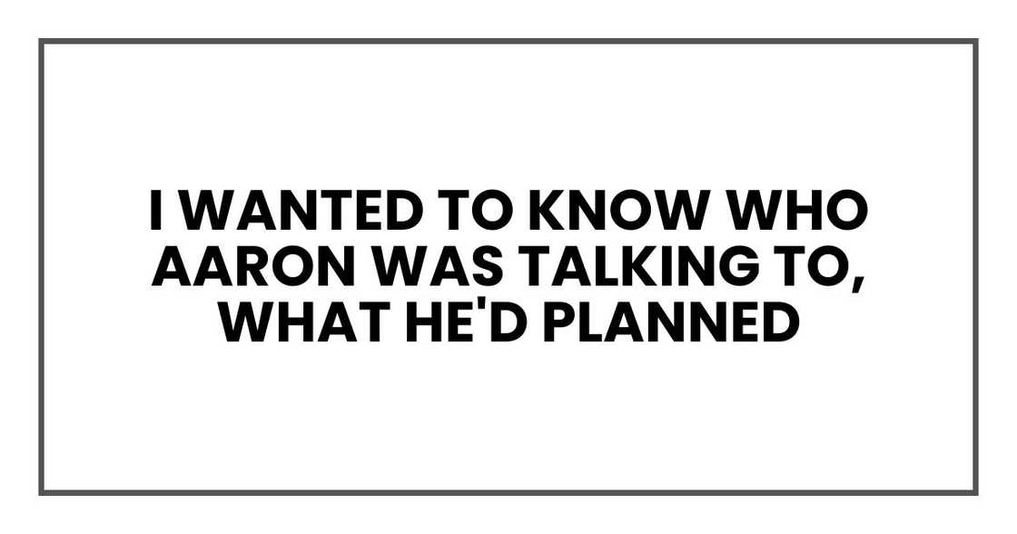 I wanted to know who Aaron was talking to, what he'd planned