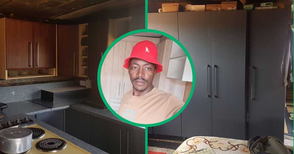 A man renovated his shack. A man renovated his shack.