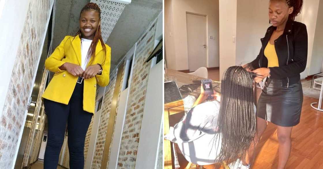 The Johannesburg graduate is also a hairdresser with her own braiding business The Johannesburg graduate is also a hairdresser with her own braiding business