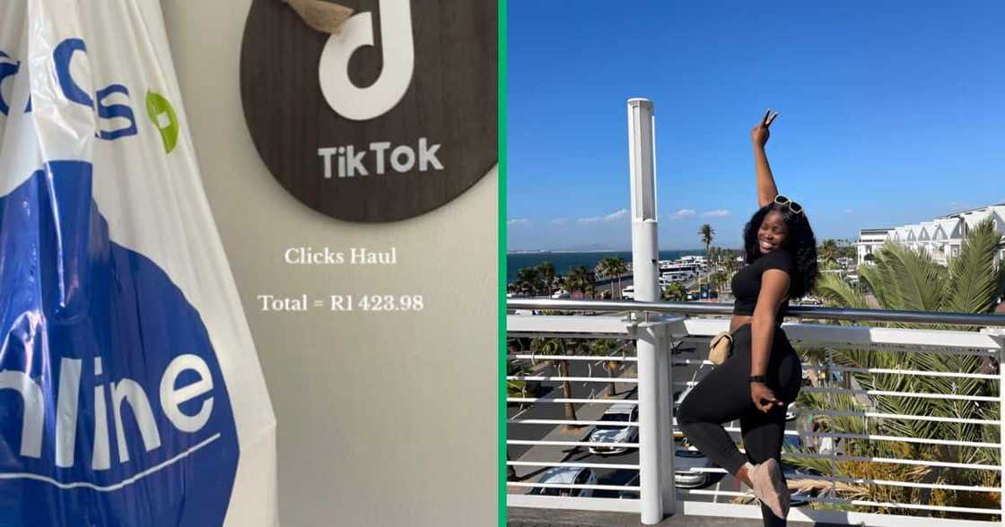 A TikTok user shared a Clicks shopping haul with her online followers A TikTok user shared a Clicks shopping haul with her online followers