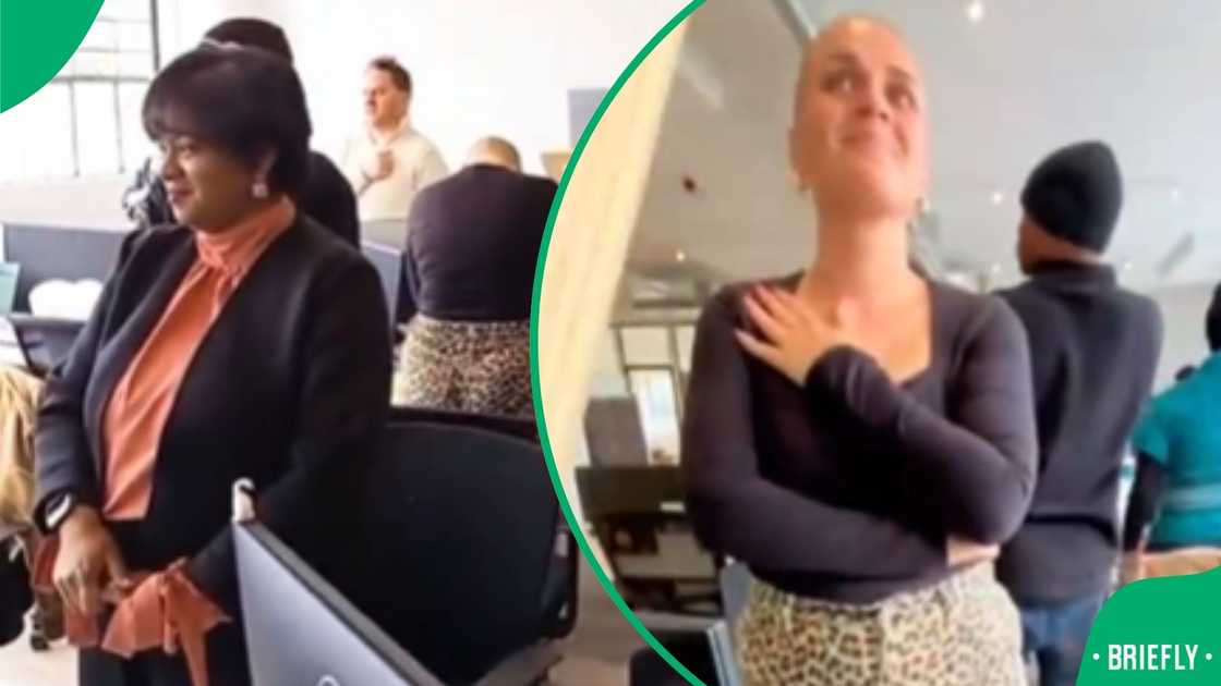 South Africa erupts in laughter as a viral video shows new employees hilariously pranked with the national anthem South Africa erupts in laughter as a viral video shows new employees hilariously pranked with the national anthem