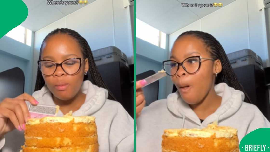 Viewers were entertained by a woman who used her driver’s license as she ate cake in a TikTok video
