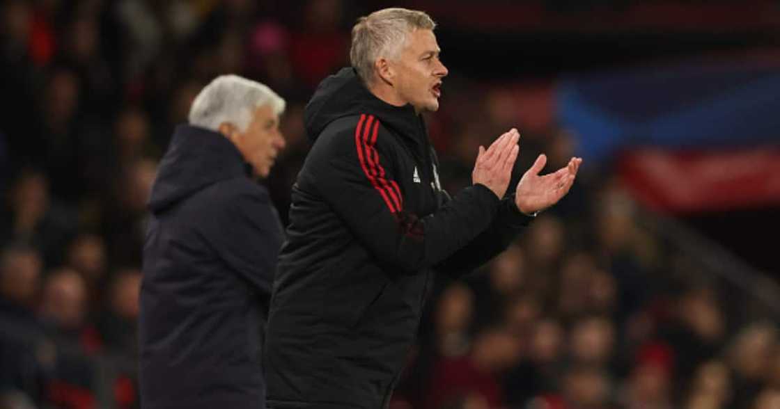 Ole Gunnar Solskjaer during the UEFA Champions League group F match between Manchester United and Atalanta at Old Trafford on October 20, 2021 in Manchester, United Kingdom. (Photo by Matthew Ashton - AMA/Getty Images) Ole Gunnar Solskjaer during the UEFA Champions League group F match between Manchester United and Atalanta at Old Trafford on October 20, 2021 in Manchester, United Kingdom. (Photo by Matthew Ashton - AMA/Getty Images)