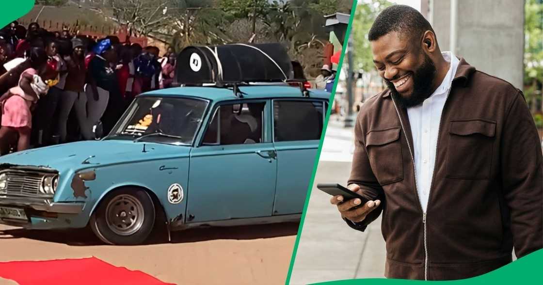 A young gentleman arrived at his matric dance with a Toyota Corona, leaving netizens stunned. A young gentleman arrived at his matric dance with a Toyota Corona, leaving netizens stunned.