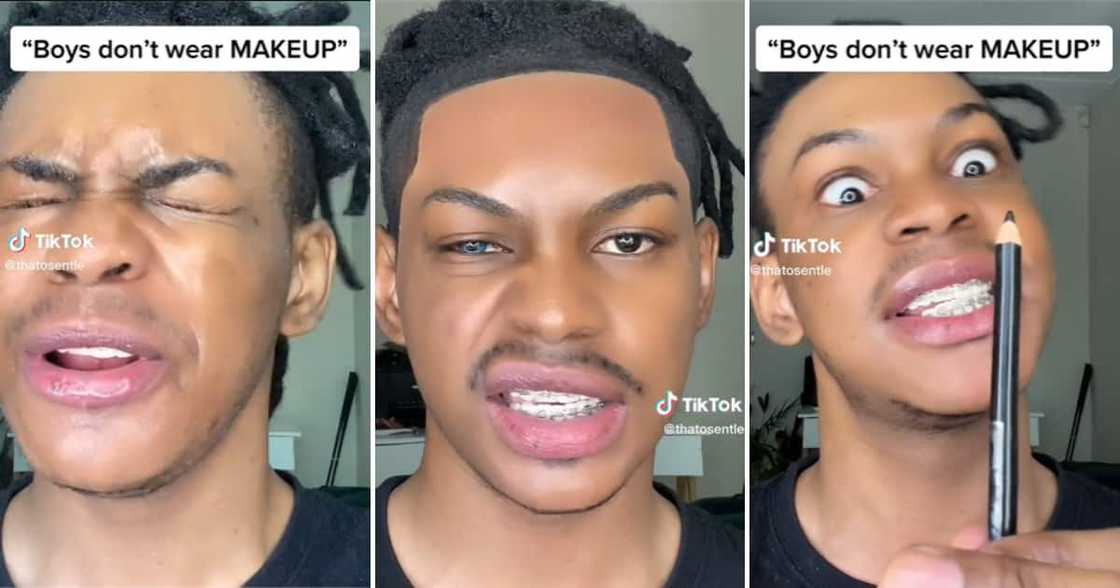 TikTok user Thatosentle doing his makeup tutorial for men