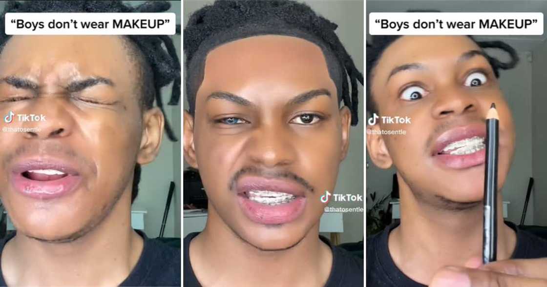 TikTok user Thatosentle doing his makeup tutorial for men TikTok user Thatosentle doing his makeup tutorial for men