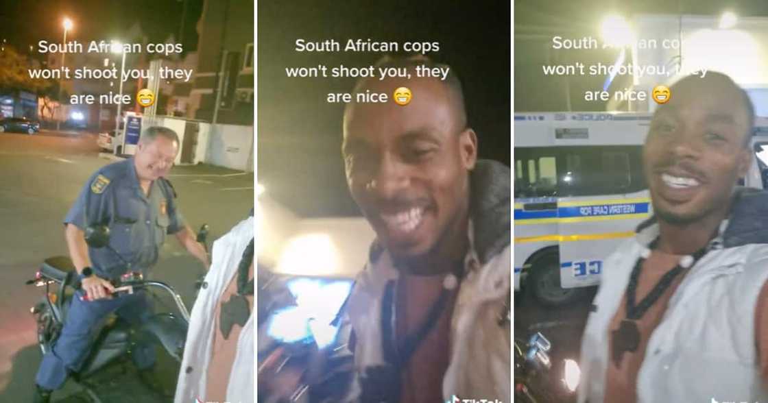 TikTok user @bmorefuntimes and the happy SAPS officer TikTok user @bmorefuntimes and the happy SAPS officer