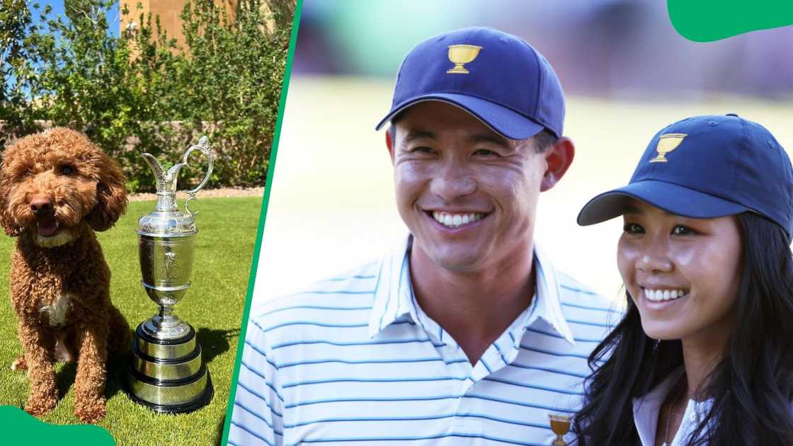 Katherine and Collin's dog (L). The couple at the Quail Hollow Country Club in 2022 (R) Katherine and Collin's dog (L). The couple at the Quail Hollow Country Club in 2022 (R)