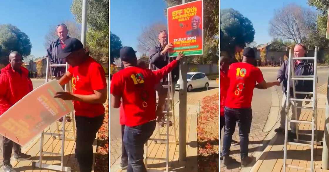 A Centurion estate has re-erected EFF 10th-anniversary posters after the party slammed their removal A Centurion estate has re-erected EFF 10th-anniversary posters after the party slammed their removal