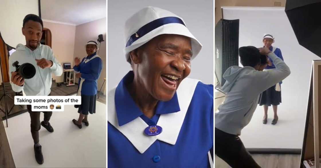 Talented photographer Sabelo Sibisi taking pictures of his mom Talented photographer Sabelo Sibisi taking pictures of his mom