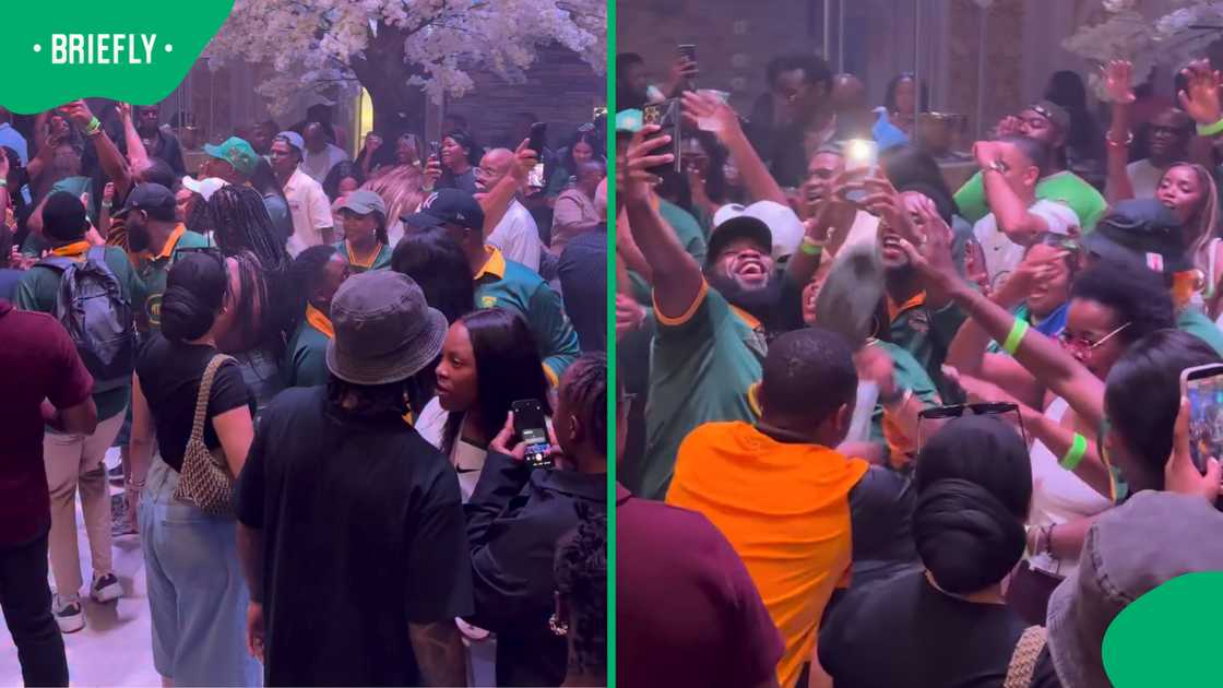 South African supporters transform closing time into a Springbok singalong