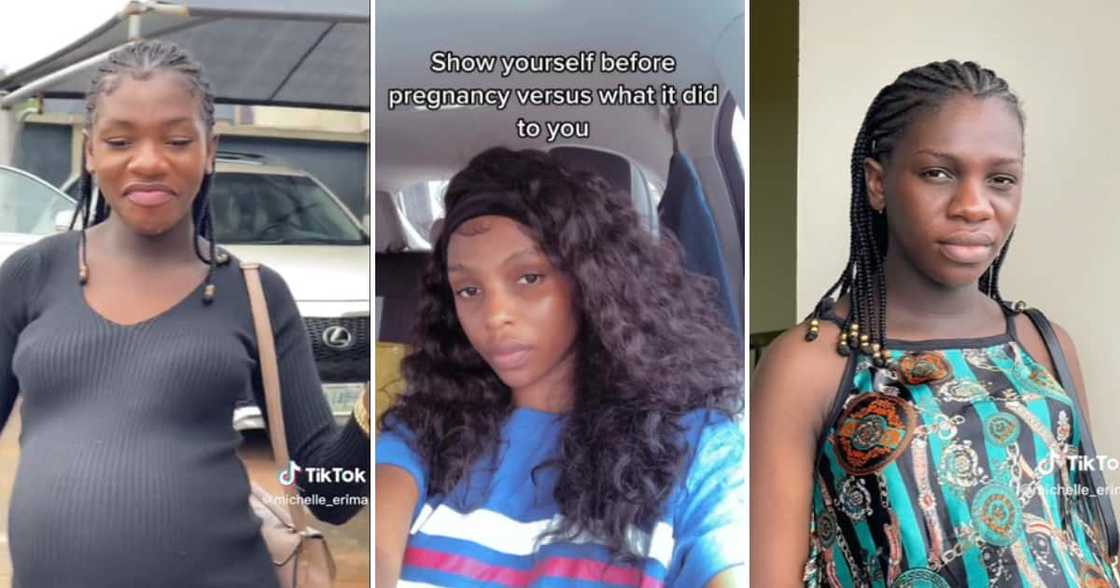 TikTok user Michelle Erima before and during pregnancy TikTok user Michelle Erima before and during pregnancy