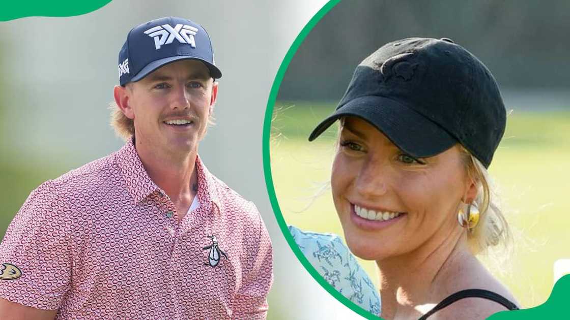 A picture of Jake Knapp on the golf course (L). Makena White during the award ceremony in February 2024 (R).