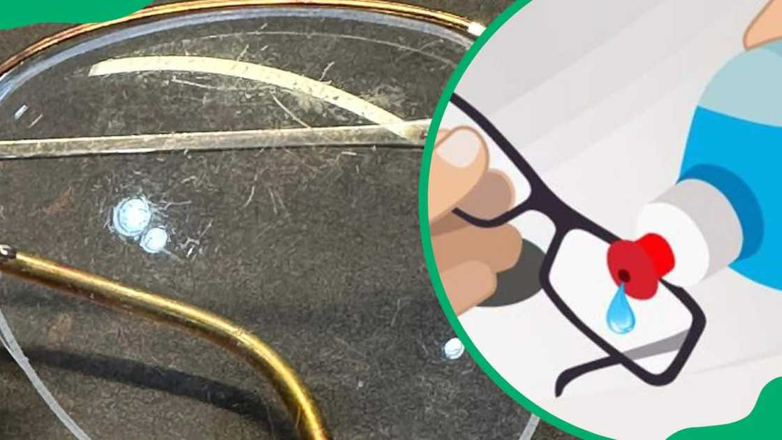 A scratched glass with a remover A scratched glass with a remover