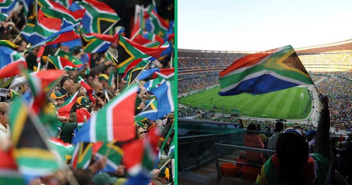 South African flag at sports matches South African flag at sports matches