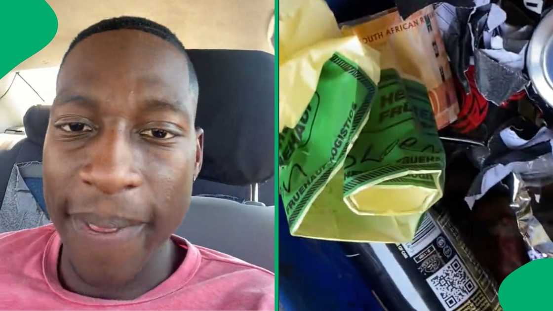 TikTok users scared a guy after picking up money from a trashcan