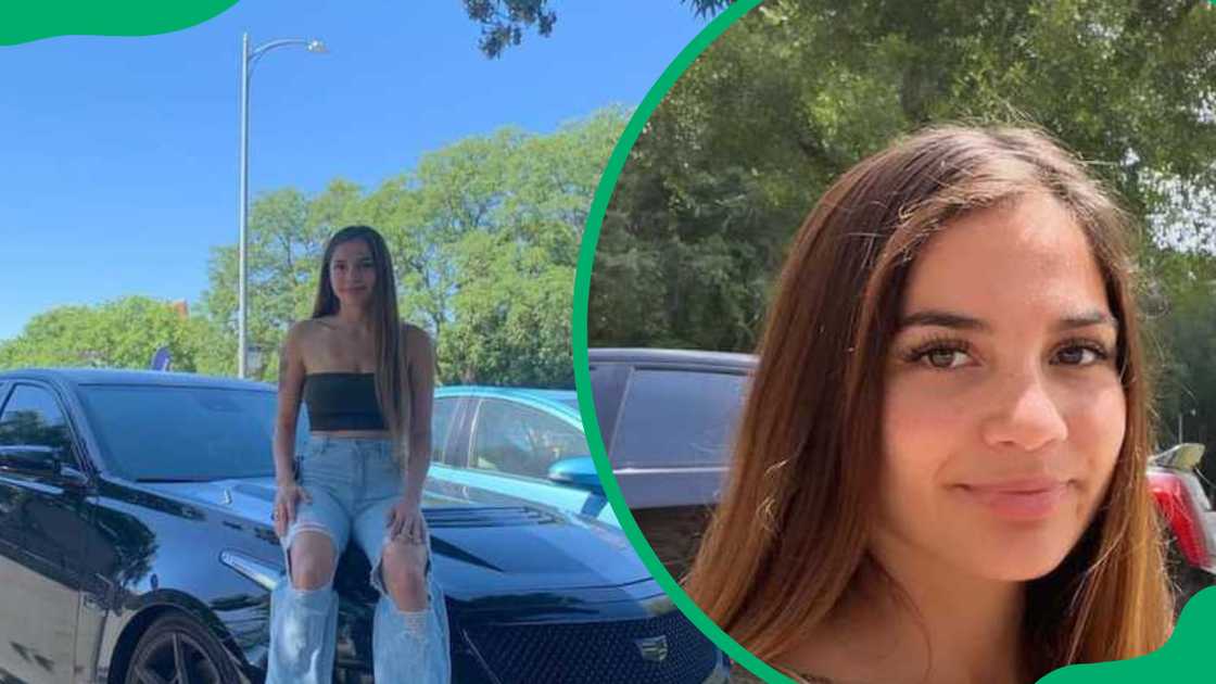 Elissa Victoria sits on the bonnet of a black car, and she takes a selfie
