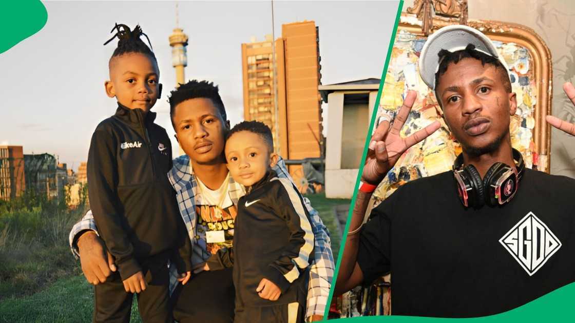 Emtee with his sons Avery and Logan.