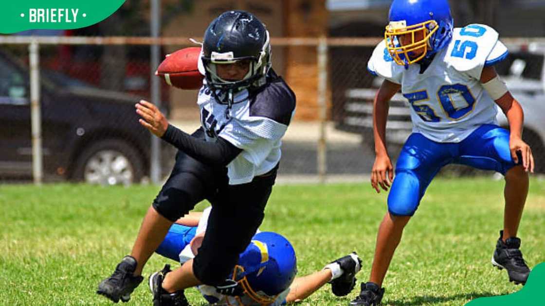 American football players in action