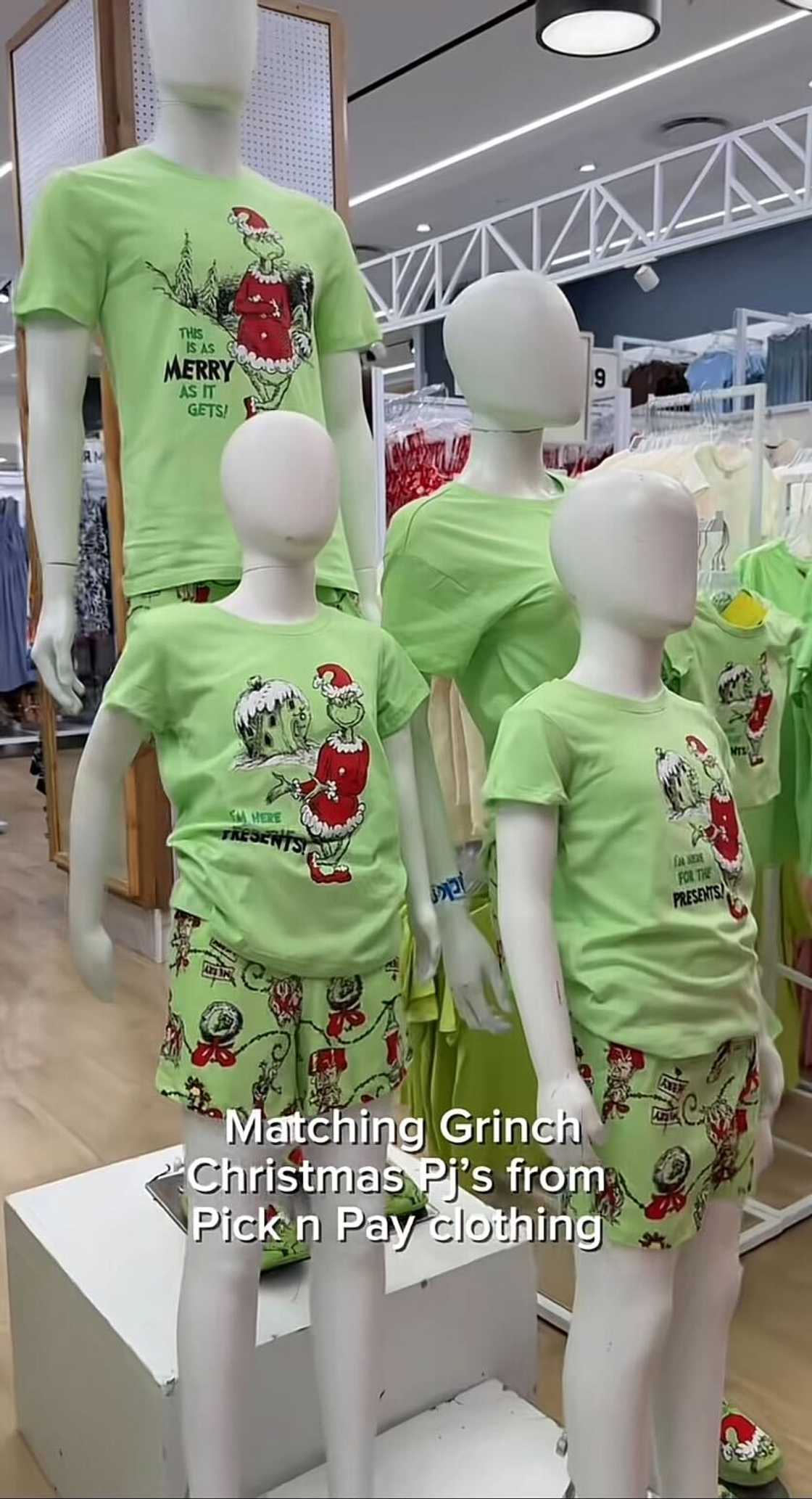The matching Grinch Christmas PJs were showcased in a TikTok video. The matching Grinch Christmas PJs were showcased in a TikTok video.