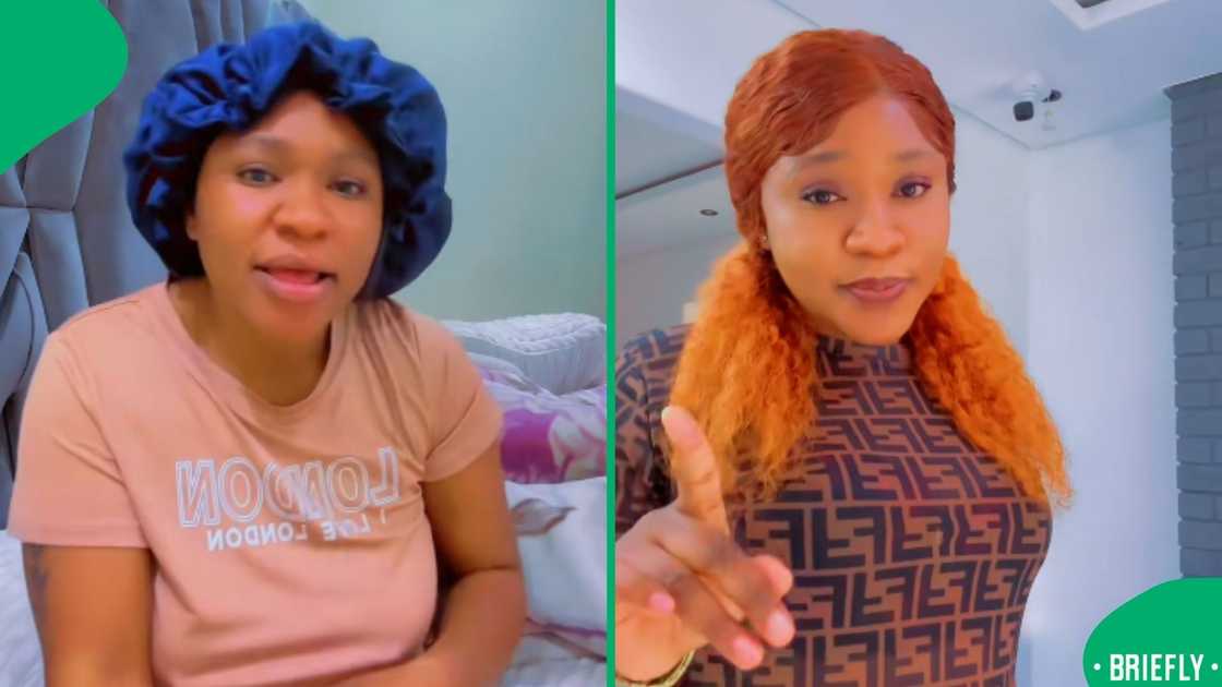 On the right showed the Nigerian woman mid vlog On the right showed the Nigerian woman mid vlog