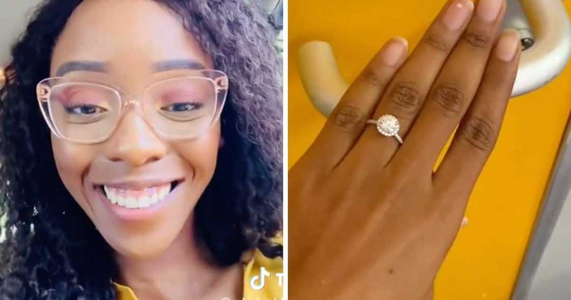 A young woman shared the news of her engagement on TikTok. A young woman shared the news of her engagement on TikTok.