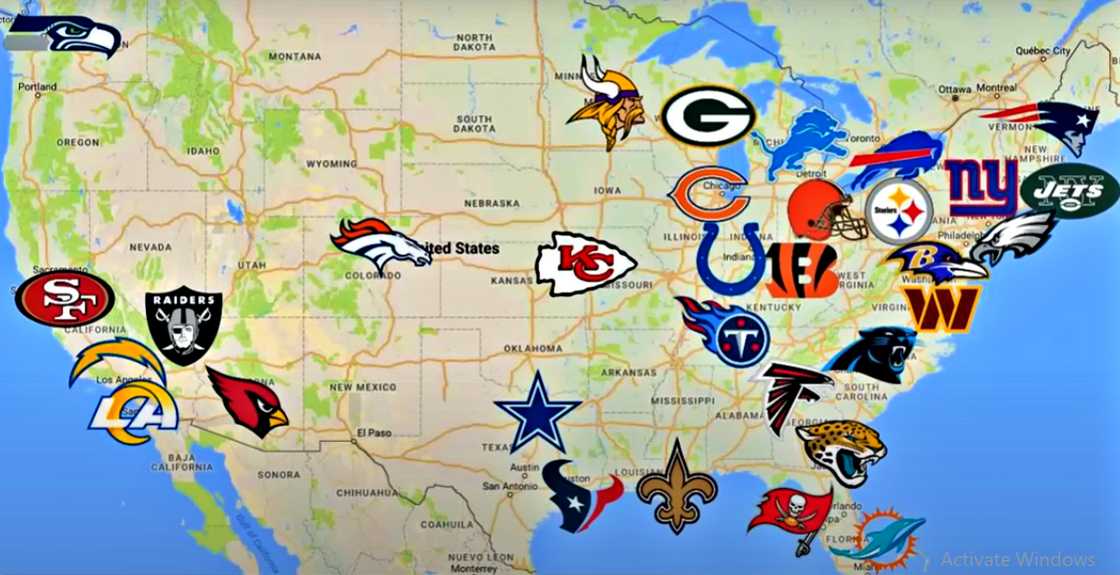 States without NFL teams