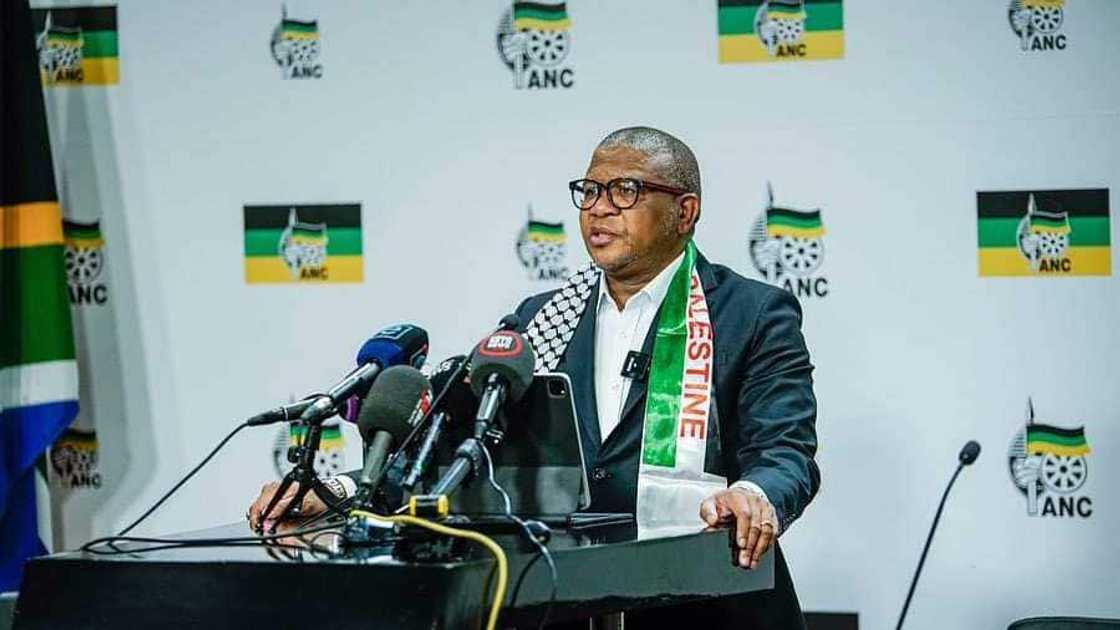 ANC's secretary general Fikile Mbalula addressing the media post its NEC meeting