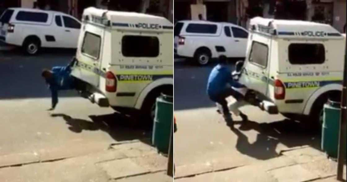 TikTok video of men escaping SAPS vans TikTok video of men escaping SAPS vans