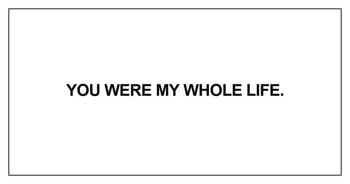 You were my whole life