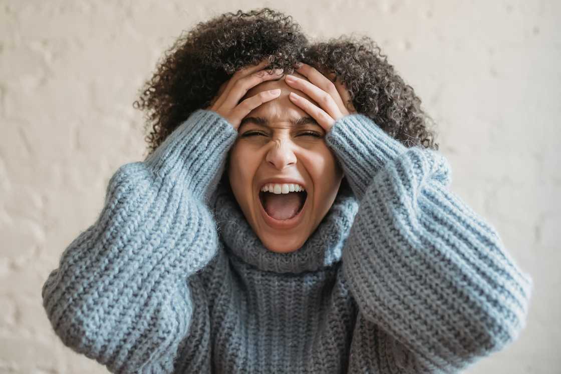 A woman shouting