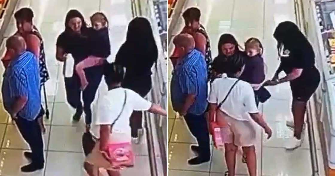 Woman getting robbed in supermanket Woman getting robbed in supermanket