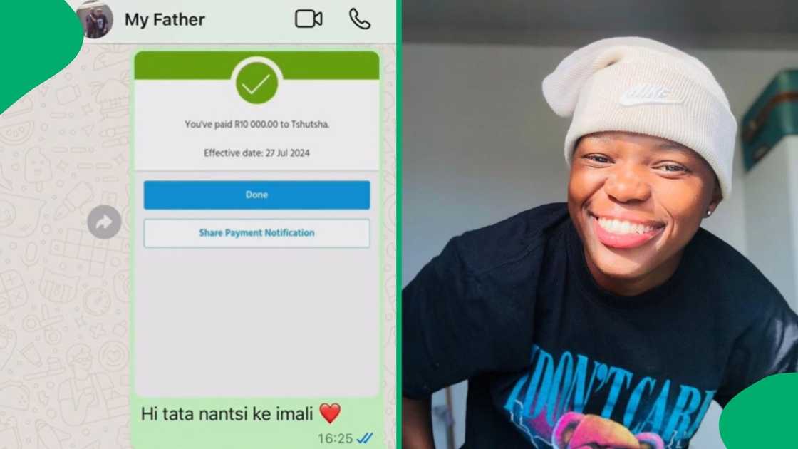 Woman gifts dad with R10k Woman gifts dad with R10k