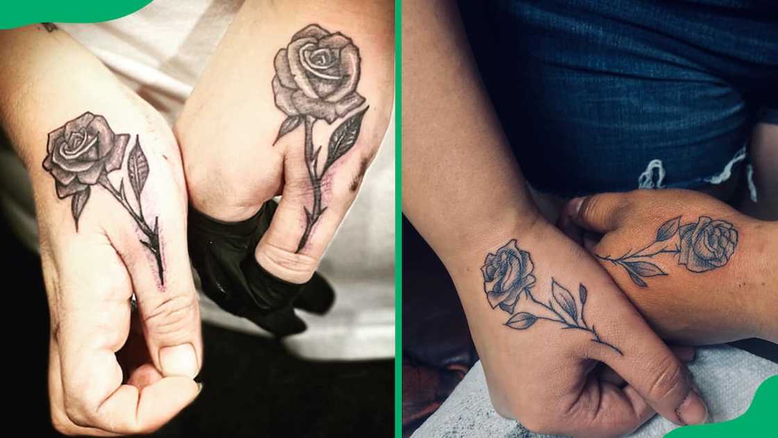 Matching rose tattoos Matching rose tattoos