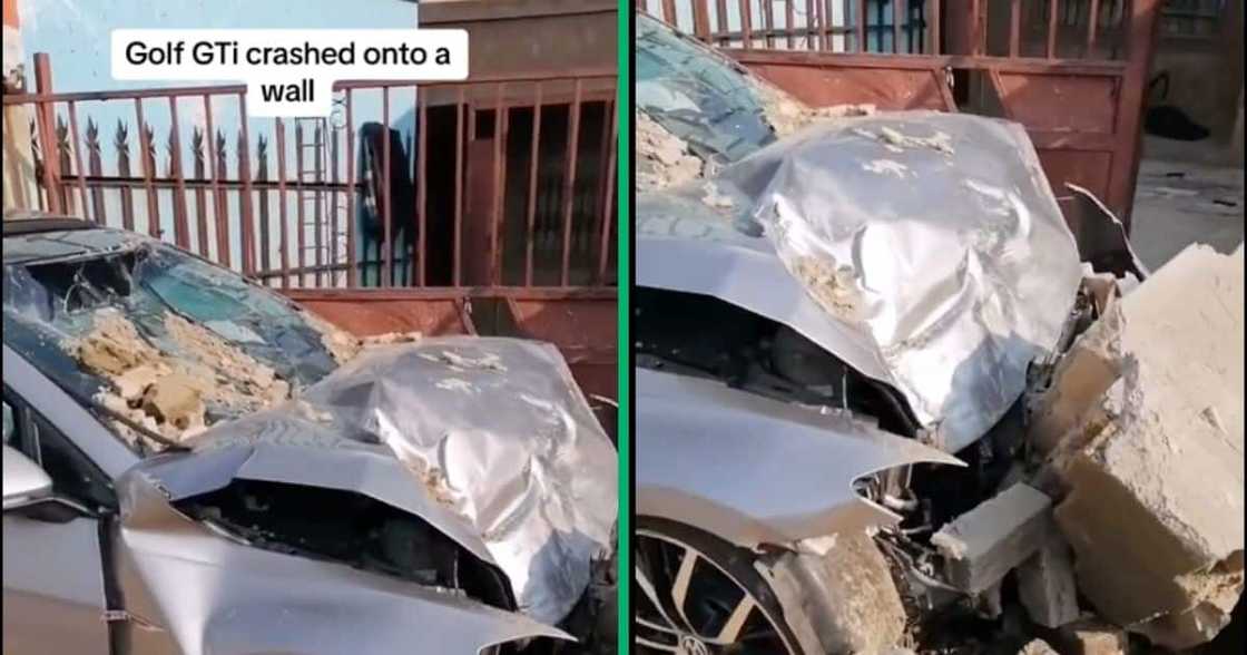 A carwash worker crashed a client's GTI into a wall. A carwash worker crashed a client's GTI into a wall.